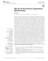 3Es for AI: Economics, Explanation, Epistemology