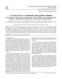 A Concise Survey on Biometric Recognition Methods