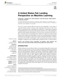 A United States Fair Lending Perspective on Machine Learning