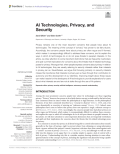 AI Technologies, Privacy, and Security