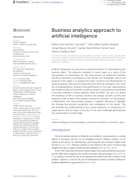 Business analytics approach to artificial intelligence