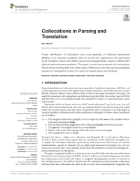 Collocations in Parsing and Translation