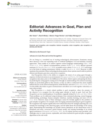 Editorial: Advances in Goal, Plan and Activity Recognition