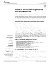 Editorial: Artificial Intelligence for Precision Medicine