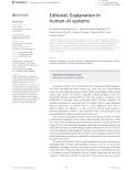 Editorial: Explanation in human-AI systems