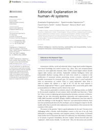 Editorial: Explanation in human-AI systems
