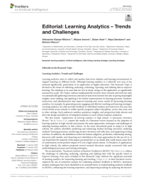 Editorial: Learning Analytics – Trends and Challenges