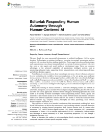 Editorial: Respecting Human Autonomy through Human-Centered AI