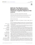 Editorial: The Mental Lexicon, Blueprint of the Dictionaries of Tomorrow: Cognitive Aspects of the Lexicon