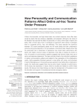 How Personality and Communication Patterns Affect Online ad-hoc Teams Under Pressure