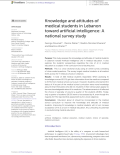 Knowledge and attitudes of medical students in Lebanon toward artificial intelligence: A national survey study