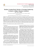 Machine Learning Based Selection of Incoming Engineering Freshmen in Higher Education Institution