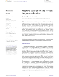 Machine translation and foreign language education