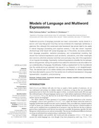 Models of Language and Multiword Expressions
