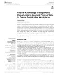Radical Knowledge Management: Using Lessons Learned From Artists to Create Sustainable Workplaces