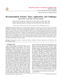 Recommendation Systems: Types, Applications, and Challenges