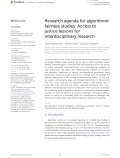 Research agenda for algorithmic fairness studies: Access to justice lessons for interdisciplinary research