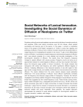 Social Networks of Lexical Innovation. Investigating the Social Dynamics of Diffusion of Neologisms on Twitter