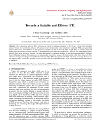Towards a Scalable and Efficient ETL
